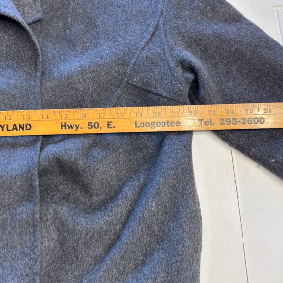 MNG Casual Handmade Womens Sz XS Wool Blend Gray Long Trench Coat Jacket - Picture 6 of 7